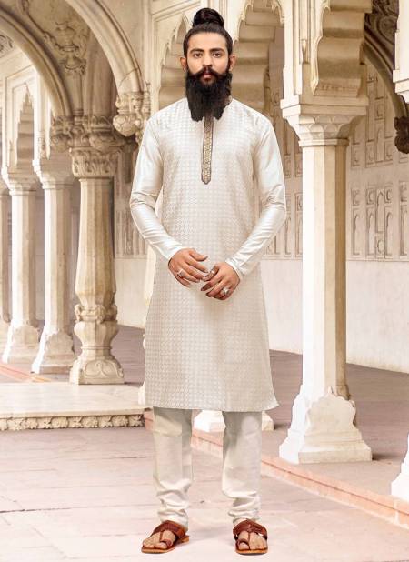 Cream Colour New Ethnic Wear Mens Kurta Pajama Collection ANI 3